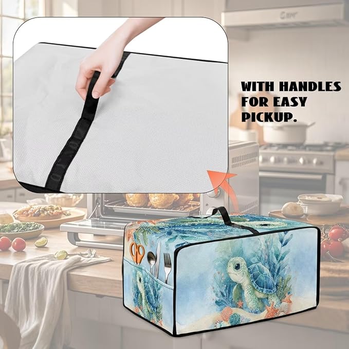 Toaster Cover Sea Turtle Starfish Printed Bread Maker Machine Covers Heavy Duty Microwave Toaster Oven Dust Cover for Kitchen Counter Kitchen Small Appliance Cover S
