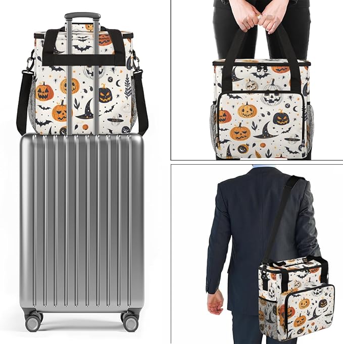 Cartoon Pumpkin Coffee Maker Carrying Bag Cute Pumpkin Travel Storage Bag Compatible with K-Mini or K-Mini Plus Single Serve Coffee Brewer Carrying Case with Multiple Pockets &amp Shoulder Strap