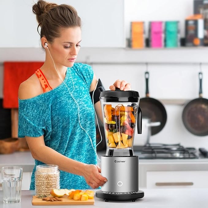 COSTWAY Professional 64oz Countertop Blender Smoothie Maker Built-in Self-Cleaning with 10 Speed Control &amp 8 Pre-Set Programs Pitcher Crushing Blender for Smoothies Frozen Fruit 1500W
