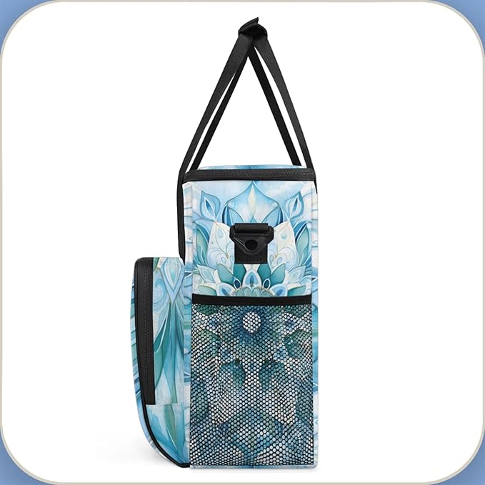 Abstract Flower Pattern Coffee Maker Travel Bag for Keurig K-Mini/K-Mini Plus Insulated Waterproof Tote with Pockets for K-Cup Portable Single-Serve Brewer Case