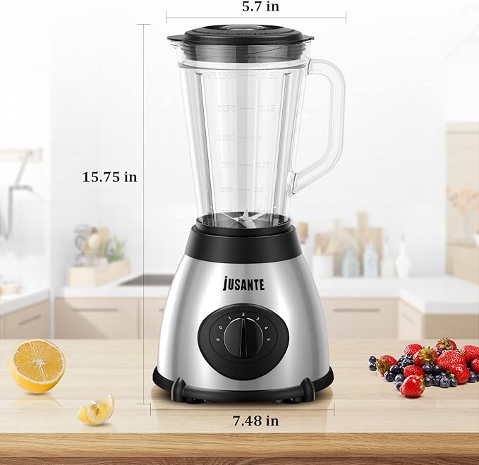 Smoothie Blender 1000W Professional Countertop Blenders with 48oz Glass Jar for Kitchen Shakes Ice Crusher Frozen Fruit