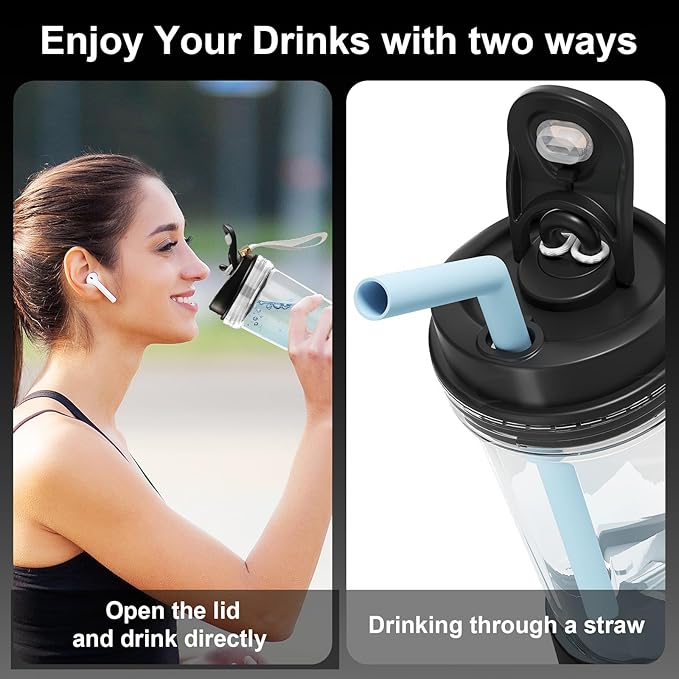 Portable Blender for Smoothies and Shakes 2 Portable Blender Cups 17 &amp10 oz Cordless Personal Small Blender with Straw Brush&ampLid USB-C Rechargeable Quiet Mini Travel Blender Black