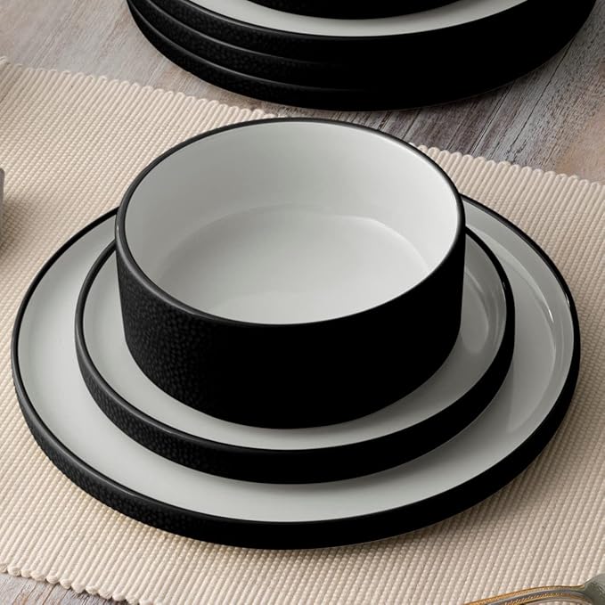 Noritake ColorTex Stone Black 16-Piece Dinnerware Set Service for 4