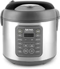 AROMA Professional Digital Rice Cooker 10-Cup (Uncooked) / 20-Cup (Cooked) Multicooker Slow Cooker Steamer Oatmeal Cooker Egg Cooker STS 5 Qt Gray ARC-5200SG
