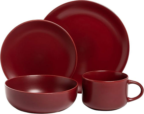 10 Strawberry Street Wazee Matte Coupe Dinnerware Set 16 pc Red