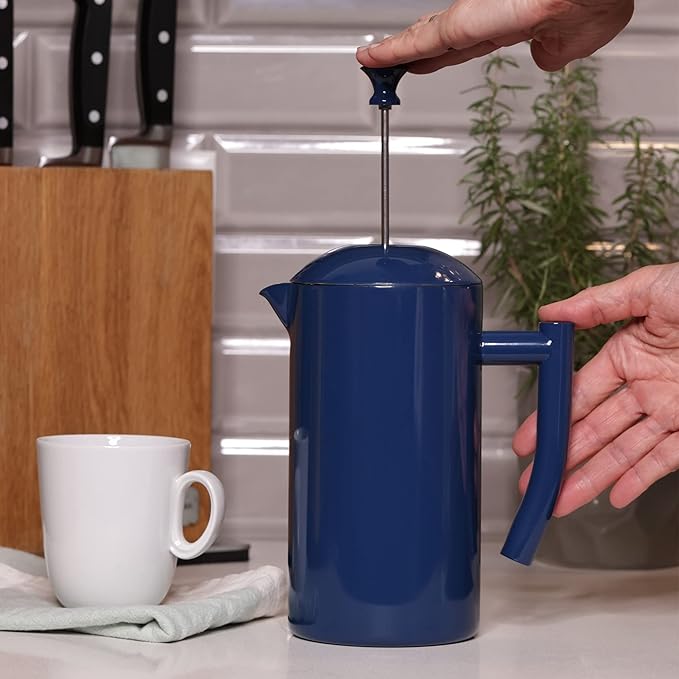Frieling Double-Walled Stainless Steel French Press Coffee Maker Navy 34 fl oz.