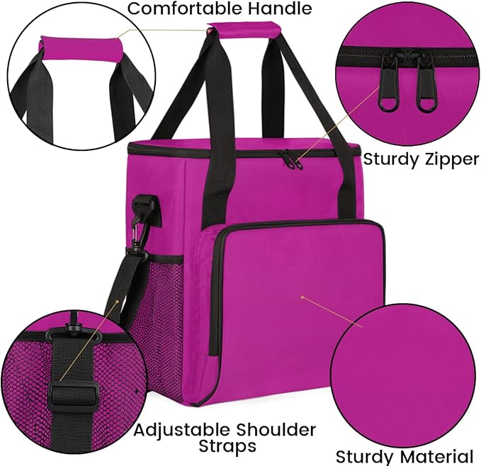 Rose Pink Coffee Maker Carrying Bag Waterproof Insulated Leakproof Cooler Bag Portable Storage Tote Bag Organizer With Shoulder Strap