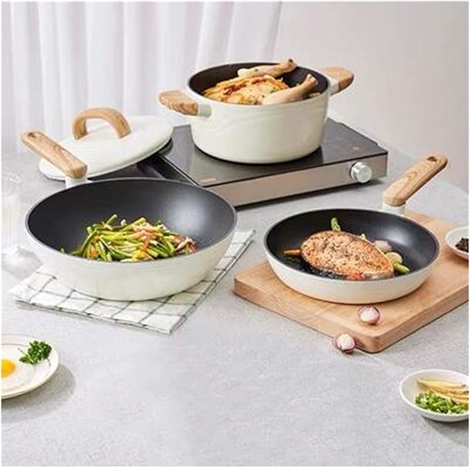 Cookware Set Soup Pot Stew Cooking Pots and Pans Induction Cooker Casserole Kitchen Saucepan Double Boiler Steamer Frying Pan