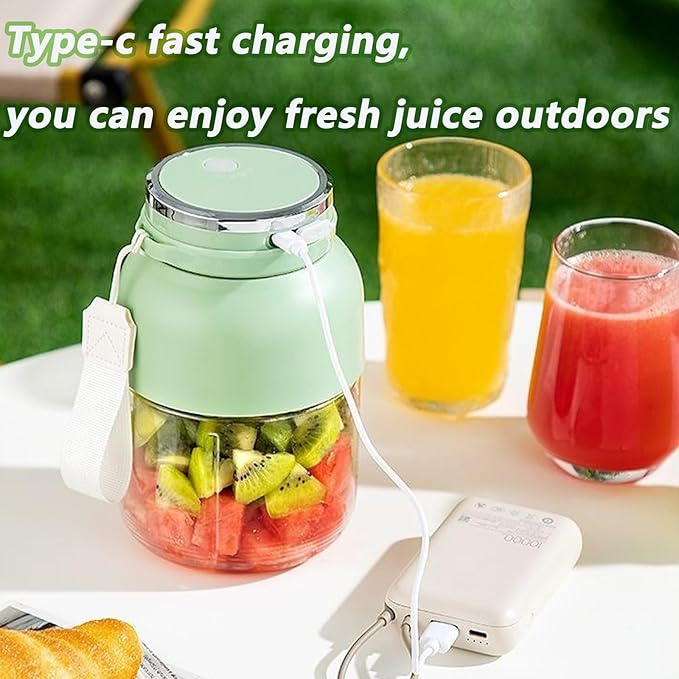 Electric Citrus Juicer 17 oz with Straw Two Lids Portable Blender for Smoothies Shakes Food Prep &amp Frozen Blending Large-Capacity Wireless Mini Juicer Cup on the Go for Kitchen Office (B-37o