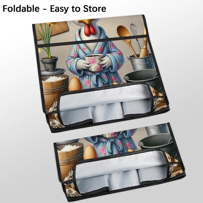 Kitchen Aid Mixer Cover Flower Rooster Funny Stand Mixer Cover Compatible with 6-8 Quarts Stand Mixers Dust Covers with Zipper Pocket Foldable Washable Kitchen Aid Organizer Bag