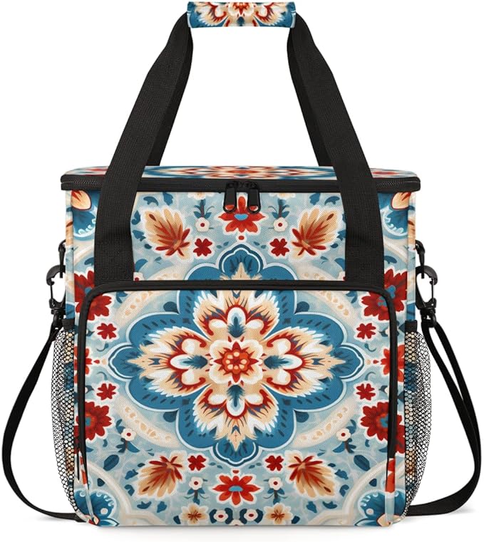 Luminous Mandala Coffee Maker Carrying Bag Portable Travel Storage Tote Bag Compatible with K-Mini or K-Mini Plus Single Serve Coffee Brewer Carrying Case with Multiple Pockets &amp Shoulder Strap