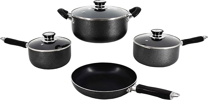 Uniware 7 Pieces Non-Stick Cookware Set with Lids