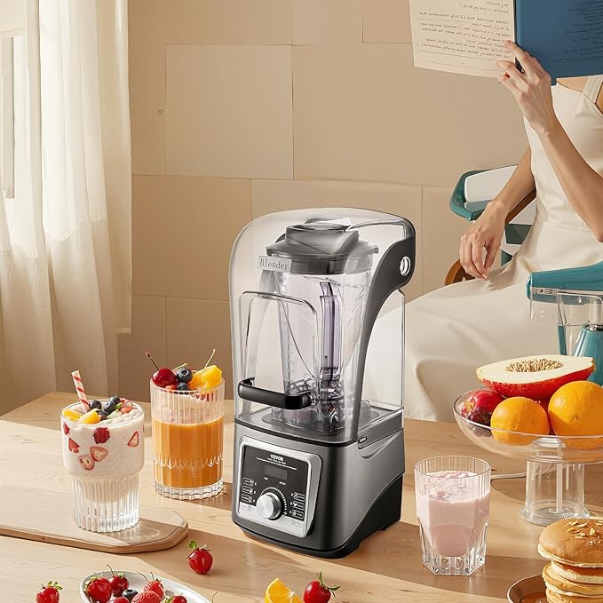 VEVOR Professional Blender for Smoothies 118 oz 1400W with Powerful Motor Multi-Functional Food Processing Blender with Noise Cover for Smoothie/Milkshake/Juice Fits for Kitchen