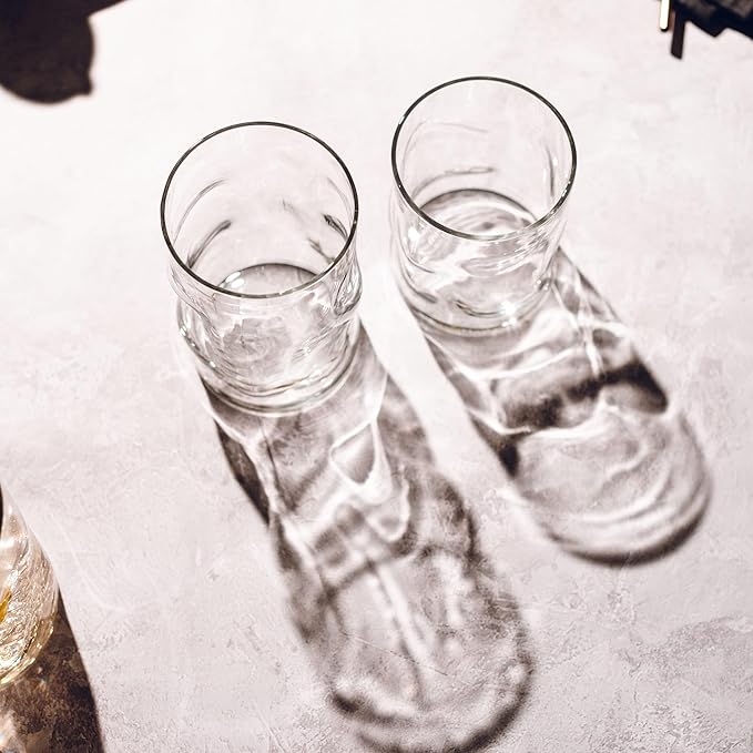 Libbey Lava Rocks Glasses Set Free Form Glassware Drinking Glasses Set of 8 Tactile All-Purpose Dishwasher Safe Glasses for Cocktail Parties