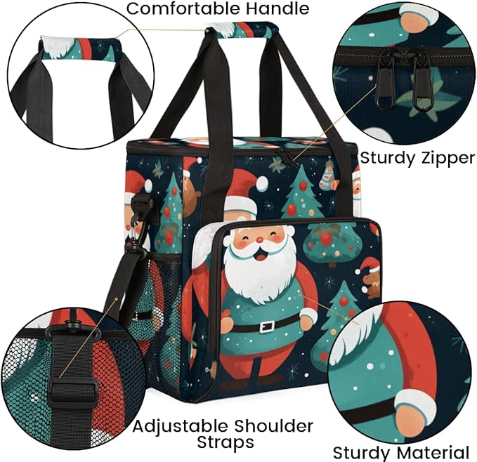 Xmas Santa Claus Coffee Maker Carrying Bag Magical Santa Claus Travel Storage Bag Compatible with K-Mini or K-Mini Plus Single Serve Coffee Brewer Carrying Case with Pockets &amp Shoulder Strap