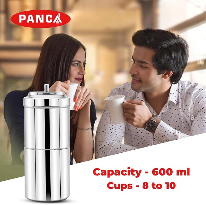 Stainless Steel South Indian Filter Coffee Maker | Traditional Drip Coffee Decoction Maker for Hot &amp Cold Coffee (600ML)