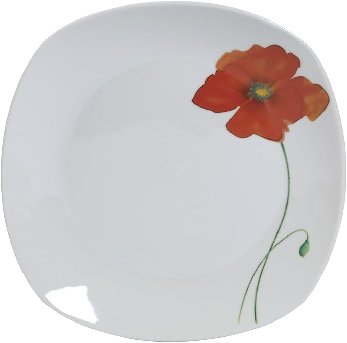Tabletops Gallery Poppy - 16 Piece Square Dinnerware Set Service of 4