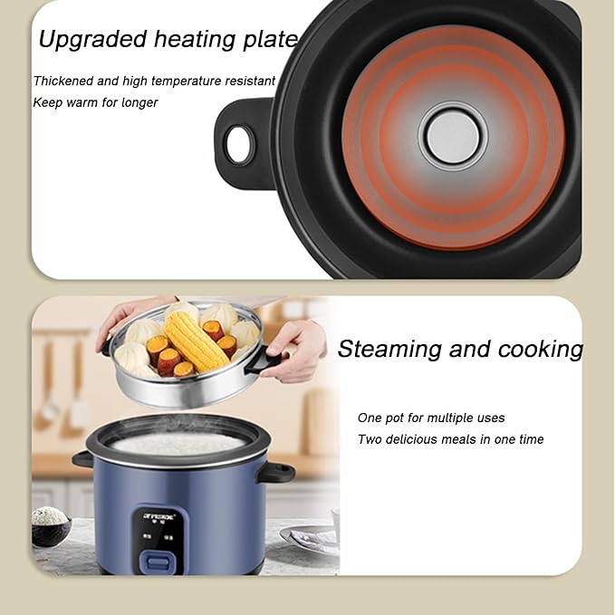 Rice Cooker - Electric Rice Cooker &amp Steamer 1.8L (10 Cup) Keep Warm Function Removable Non Stick Bowl Easy to Clean Steamer Basket Measuring Cup &amp Spoon Inc Energy Saving(3L)