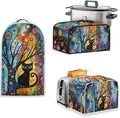Modern Art Cat Slow Cooker Cover Toaster Covers Stand Mixer Cover Set of 3Black Cat 2 Slice Toaster Cover Stain Resistant Blender Cover for Home Kitchen Decor (Blue)