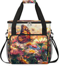 Sunshine Butterfly Colorful Flowers Leaves Coffee Maker Carring Bag Travel Tote Bag Compatible with Keurig K-Mini or K-Mini Plus Portable Single Serve Coffee Brewer Case with Pockets for K-cup Pods