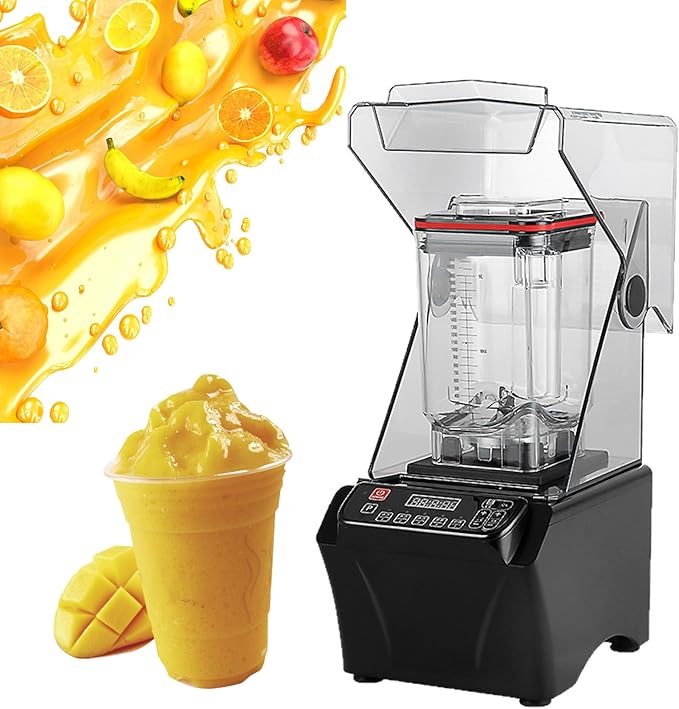Blender with Grinder Mills - 2000W Electric Blender with Soundproof CoverSmart Panel2000ml Cup for Smoothies Nuts Ice and Fruits