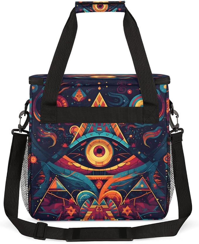 Sacred Eye Coffee Maker Carrying Bag Ethnic Aztec Travel Storage Bag Compatible with K-Mini or K-Mini Plus Single Serve Coffee Brewer Carrying Case with Multiple Pockets &amp Shoulder Strap