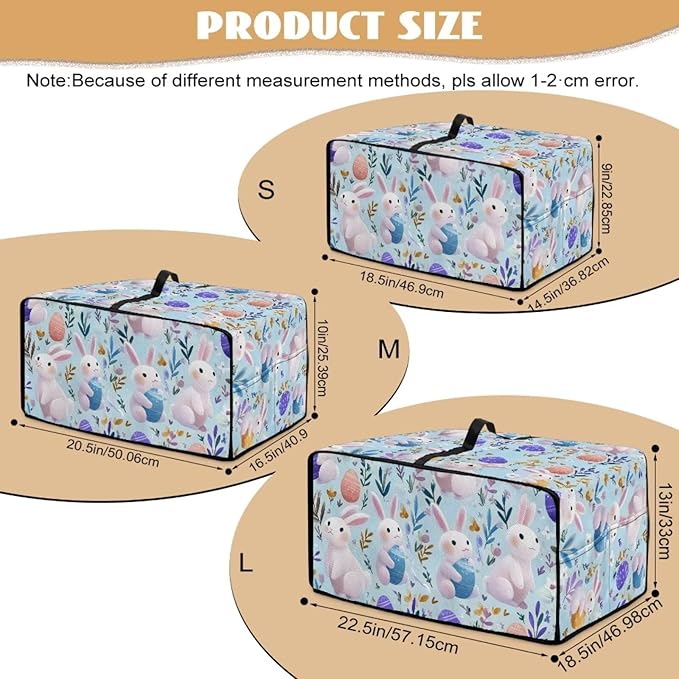 Bunny Flower Print Toaster Oven Dust Cover Easter Egg Printed Heavy Duty Toaster Smart Oven Cover with Side Pocket Kitchen Small Appliance Cover L