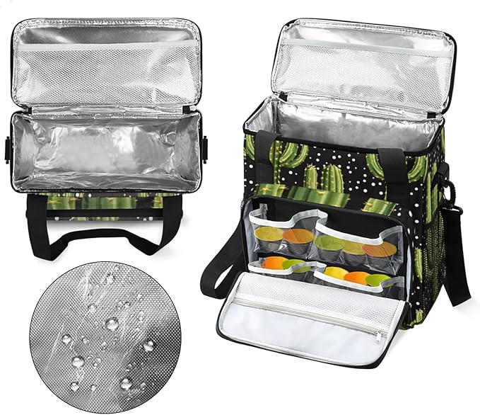 Dots Cactus Coffee Maker Travel Bag for Keurig K-Mini/K-Mini Plus Insulated Waterproof Tote with Pockets for K-Cup Portable Single-Serve Brewer Case