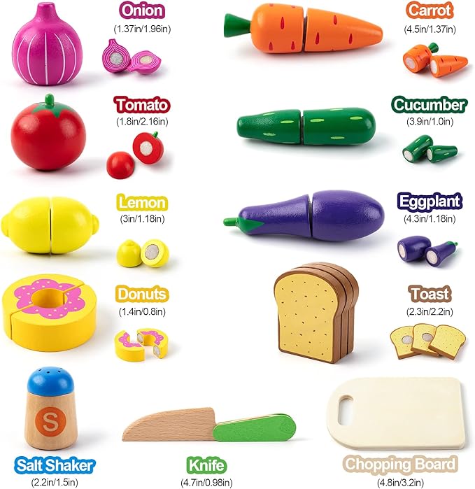 Juboury Pretend Play Kitchen Set - Toy Kitchen Accessories with Stainless Steel Cookware Pots and Pans Plates Cooking Utensils Kids Chef Coat &amp Hat Wooden Play Food for Kids Girls Boys Todd