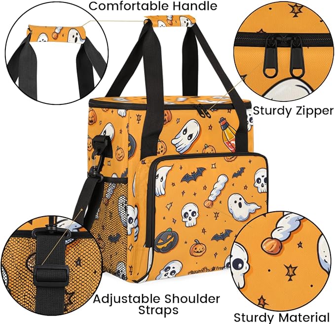 Halloween Pumpkin Coffee Maker Carrying Bag Fantastic Pumpkin Travel Storage Bag Compatible with K-Mini or K-Mini Plus Single Serve Coffee Brewer Carrying Case with Multiple Pockets &amp Shoulder S
