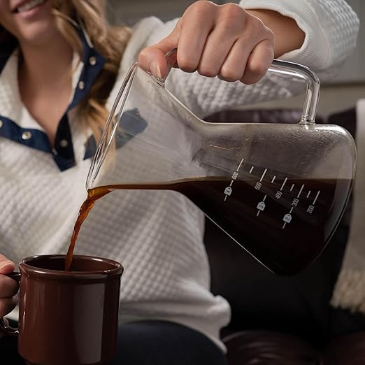 London Sip Glass Pour Over Coffee Carafe Coffee Maker with Reusable Stainless Steel Filter Ergonomic Handle and Easy-Pour Spout 4-Cup (600 mL)