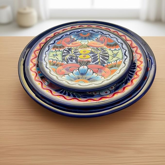 Colorful Talavera Dinnerware Set 12-Piece Plate (Seats 4)