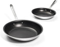 All-Clad Stainless Steel Pro Nonstick Frying Pan Set – 8 &amp 10 Inch Skillets Induction Compatible Oven &amp Broiler Safe to 500°F Professional Cookware Silver