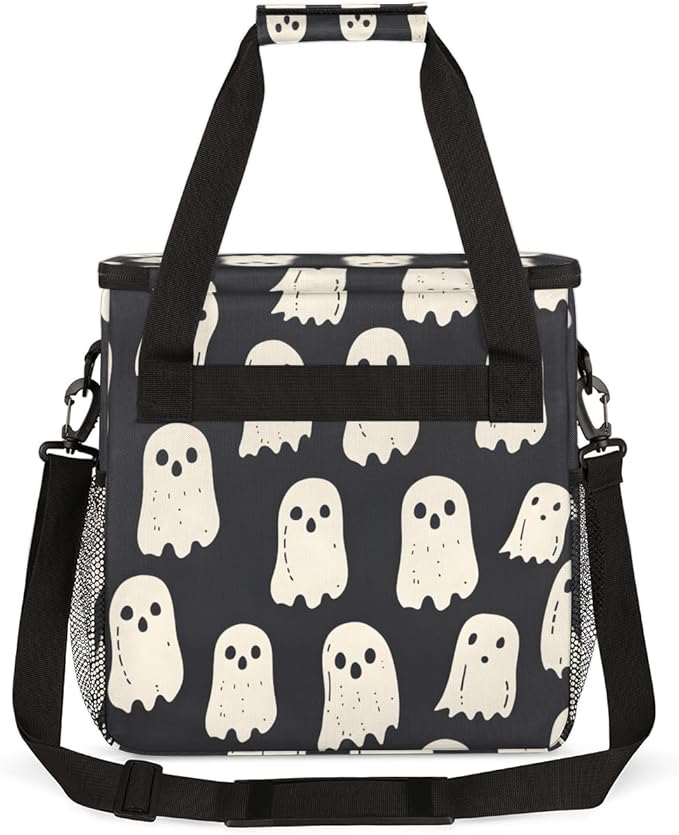 Retro Spooky Ghosts Coffee Maker Carrying Bag Portable Travel Storage Tote Bag Compatible with K-Mini or K-Mini Plus Single Serve Coffee Brewer Carrying Case with Multiple Pockets &amp Shoulder Str