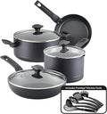 Farberware Power Base Nonstick Cookware/Pots and Pan Set 12 Piece - Matte Black