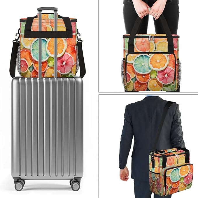 Lemon Theme Coffee Maker Carrying Bag Compatible with K-Mini or K-Mini Plus Portable Single Cup Coffee Maker Case with Pockets for K Cup Pods