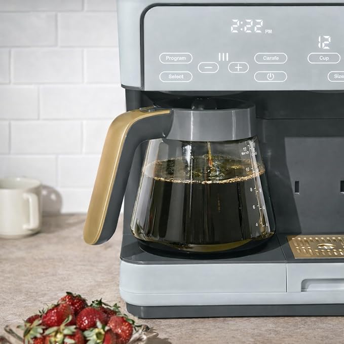 Multi Brew Coffee Maker with Single Serve and Carafe Brewing Options for Countertop Home Use (Hydrangea)