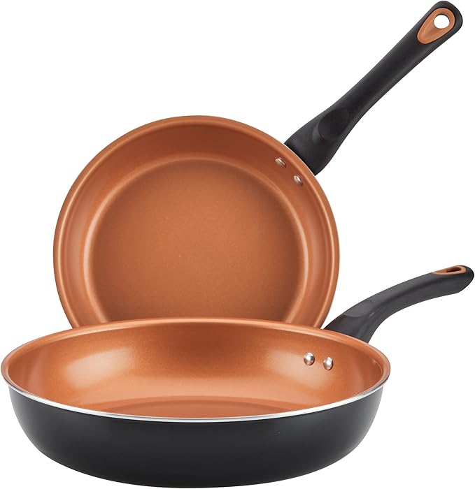 Farberware Glide Nonstick Frying Pan Set / Fry Pan Set / Skillet Set - 9.25 Inch and 11.25 Inch  Black