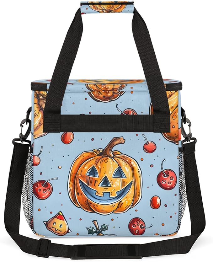 Gothic Pumpkin Coffee Maker Carrying Bag Glitter Pumpkin Travel Storage Bag Compatible with K-Mini or K-Mini Plus Single Serve Coffee Brewer Carrying Case with Multiple Pockets &amp Shoulder Strap