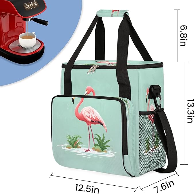 Flamingo Printed Coffee Maker Carrying Bag for Keurig K-Mini or K-Mini Plus Storage Portable Coffee Maker Travel Bag
