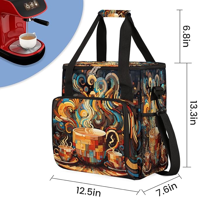 cfpolar Coffee Maker Storage Bag Waterproof Travel Carrying Storage Tote Bag Organizer Case Compatible with K-Mini or K-Mini Plus And Suitable for Other Accessories With Pockets for K-Cup Pods
