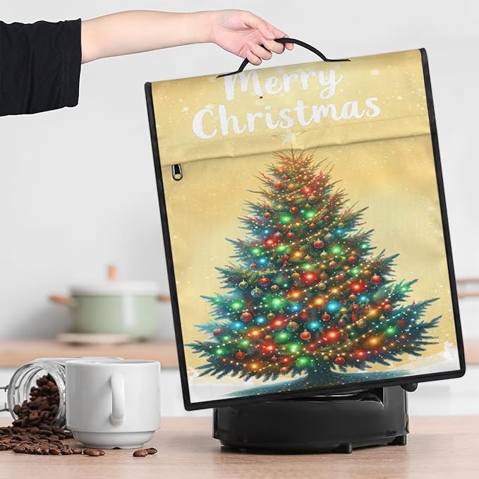 Kitchen Aid Mixer Cover Christmas Colorful Tree Stand Mixer Cover Compatible with 6-8 Quarts Stand Mixers Dust Covers with Zipper Pocket Foldable Washable Kitchen Aid Organizer Bag