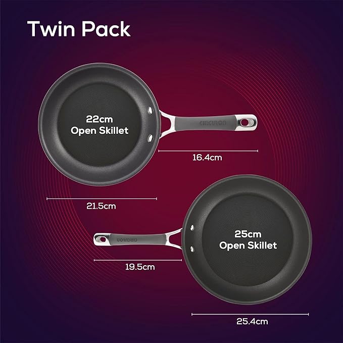 Circulon 83905 Radiance [hard anodized] Nonstick Frying pan set / Skillet Set - 8.5 Inch and 10 Inch Gray