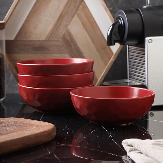 Stone Lain Sam Porcelain16 Piece Dinnerware Set Home Kitchen Dish Set with Dinner Plates Salad Plates Bowls &amp Mugs - Service for 4 Red