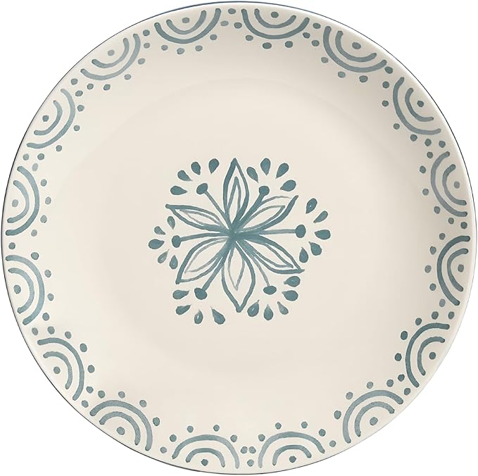 Sango 12-Piece Speckled Stoneware Dinnerware Set for 4- Glossy Plates and Bowls Set with Hand-Painted Floral Pattern Rustic Ceramic Dish Set Elegant Dishes for Everyday Dining Siterra Glazed Garden