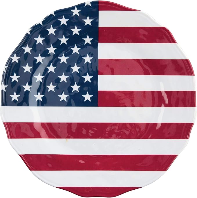 Supreme Housewares 12-Piece Melamine Dinnerware Set Includes Dinner Plates Salad Plates Bowls Service for 4. (American Flag)