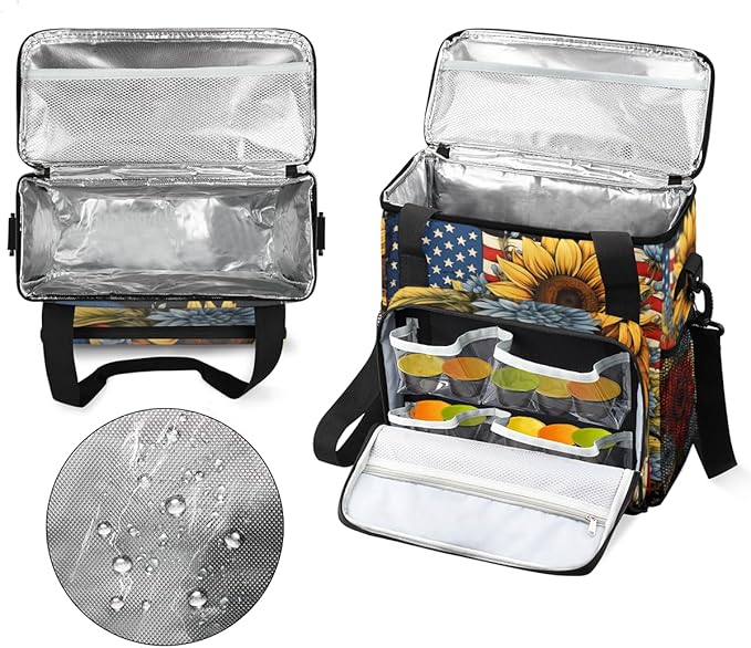 4th of July Coffee Maker Carrying Bag Portable Travel Storage Tote Bag Compatible with K-Mini or K-Mini Plus Single Serve Coffee Brewer Carrying Case with Multiple Pockets &amp Shoulder Strap