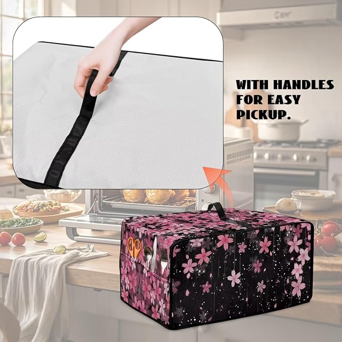 Doojoayie Cherry Blossom Toaster Cover 4 Slice Toaster Oven Covers Small Appliance Protector Universal Fit Kitchen Appliance Covers for Bread Machine Air Fryer