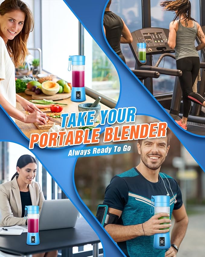 Portable BlenderPersonal Blender for Shakes and Smoothies with Rechargeable USB PortFresh Juice Personal Size Blender with 380ml and 6 BladesMini Blender for Office