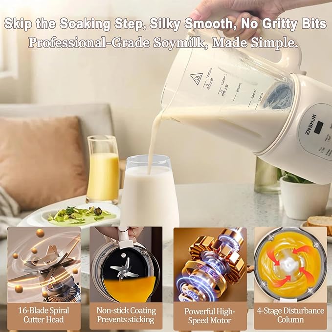 8-in-1 Nut Milk Maker 40oz Automatic Soy Almond &amp Oat Milk Machine for Homemade Plant-Based Drinks with delay start keep warm boil water &amp self-cleaning functions
